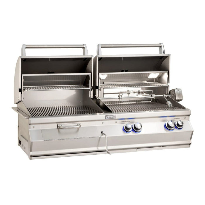 Fire Magic 46" 3-Burner Aurora A830i Built-In Gas/Charcoal Combo Grills w/ Analog Thermometers-Natural Gas