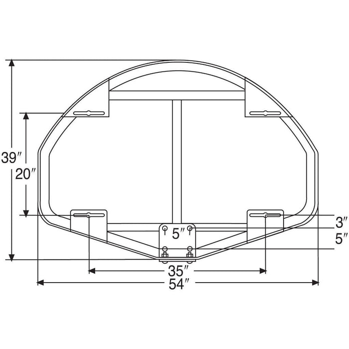 Bison 39" x 54" Fan-Shaped Extended Life Competition Glass Basketball Backboard