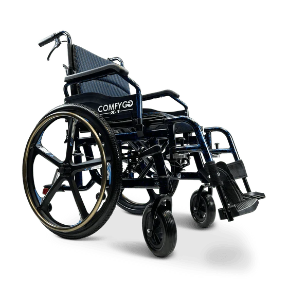 ComfyGO X-1 Manual Folding Lightweight Wheelchair Standard 22" (Wire Spoke)