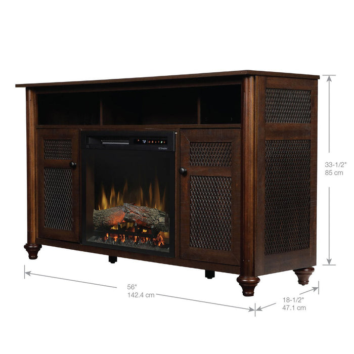 Dimplex Xavier 56-Inch Electric Fireplace and Log Set in Warm Grainery Brown with 23-Inch Media Console