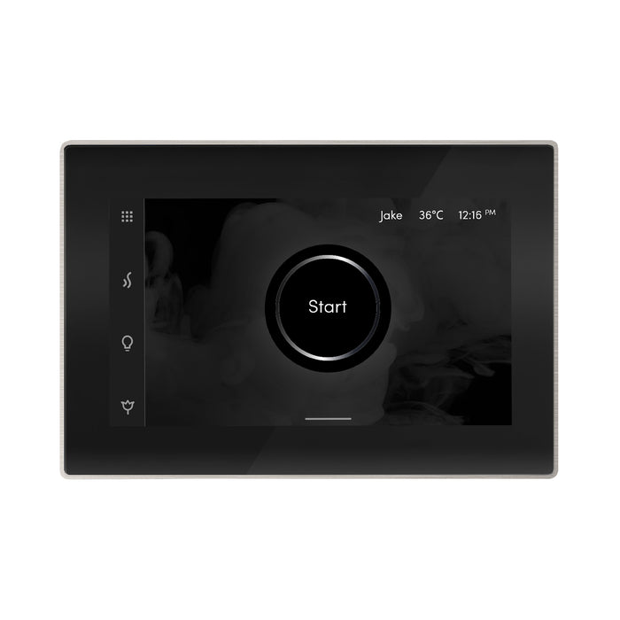 Mr. Steam XDream Steam Shower Control Package with iSteamX Control and Aroma Glass SteamHead in Black Satin Brass