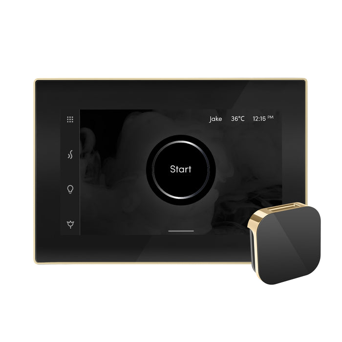 Mr. Steam iSteamX Steam Shower Control and Aroma Glass SteamHead in Black Polished Brass