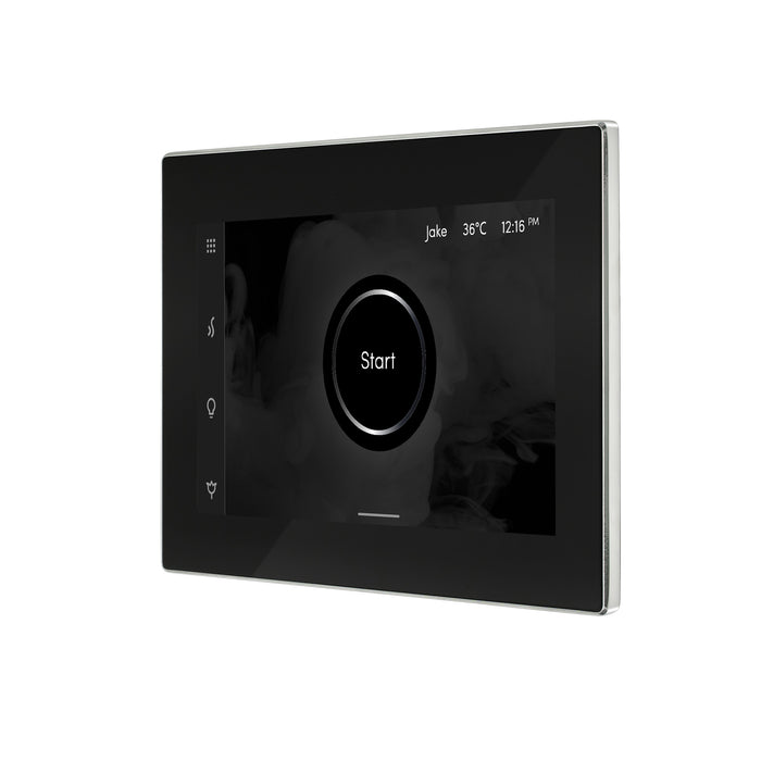Mr. Steam iSteamX Steam Shower Control and Aroma Glass SteamHead in Black Polished Chrome
