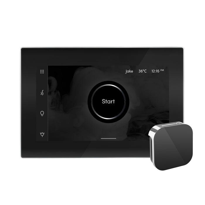 Mr. Steam iSteamX Steam Shower Control and Aroma Glass SteamHead in Black Polished Chrome