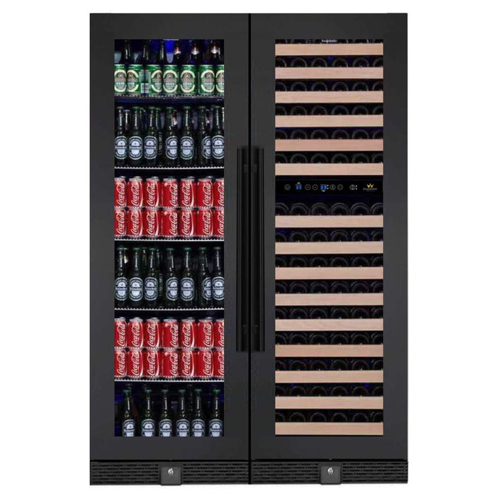 Kings Bottle 72" Tall Beer And Wine Refrigerator Combo With Glass Door with Stainless Steel Trim