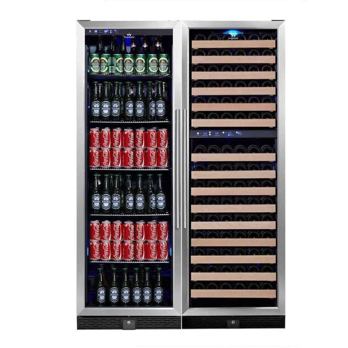 Kings Bottle 72" Tall Beer And Wine Refrigerator Combo With Glass Door with Stainless Steel Trim