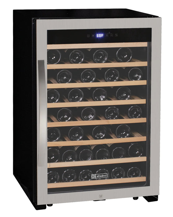 Cascina Series 55 Bottle Single Zone Freestanding Wine Refrigerator Cooler with Stainless Steel Door