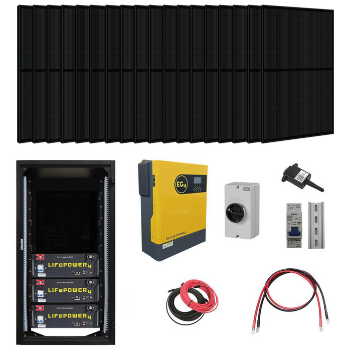 Complete Off-Grid Solar Kit 3000W 120V Output / 48VDC [15.4kWh EG4-LifePower4 Lithium Powerwall] 48VDC + 4,800 Watts of Solar PV