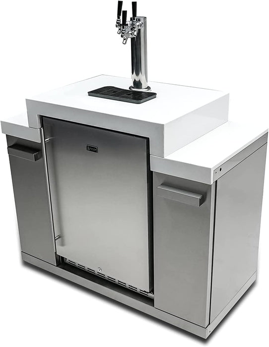 Mont Alpi Outdoor Rated Triple Tap Kegerator Cabinet Module in Stainless Steel