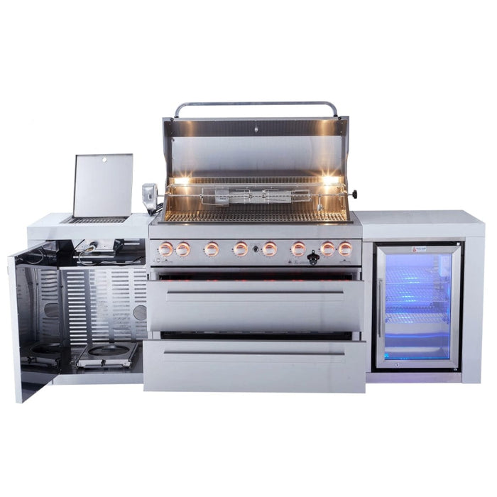 Mont Alpi 805 Deluxe Gas Island Grill with Fridge Cabinet Module