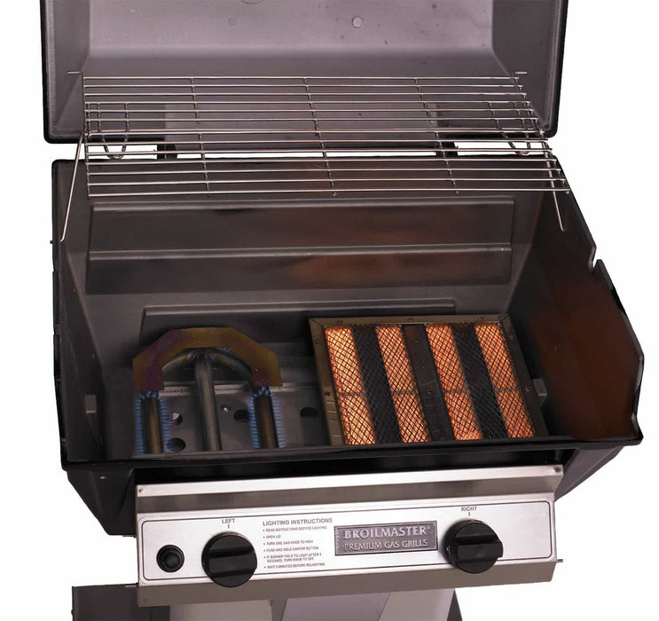 Broilmaster Infrared Series 27' Built-In Liquid Propane Grill with 2 Standard and Infrared Burners in Black-Natural