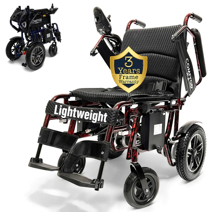 ComfyGO X-6 Lightweight Folding Electric Wheelchair 10+ miles / 12AH lithium-ion
