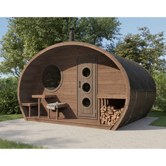 SaunaLife Garden Series G11 Outdoor Sauna, 2 Room Sauna for up to 8-Persons