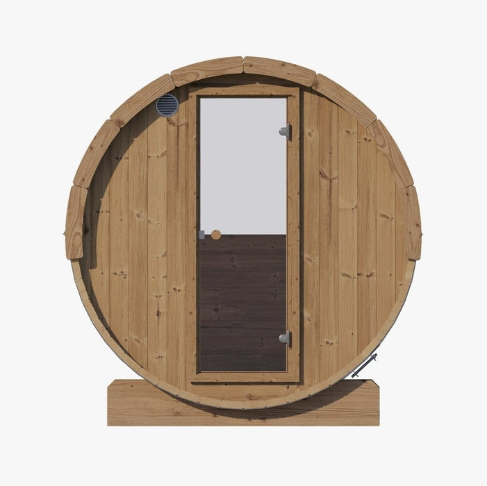 SaunaLife Model E7W Sauna Barrel w/ Rear Window - 4-Person - ERGO Series Sauna Barrel, 71"x81" - Ready to Ship!