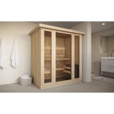 SaunaLife Model X6 Indoor Home Sauna XPERIENCE Series Indoor Sauna DIY Kit w/LED Light System, 2 to 3-Person, Spruce, 67" x 45" x 79"