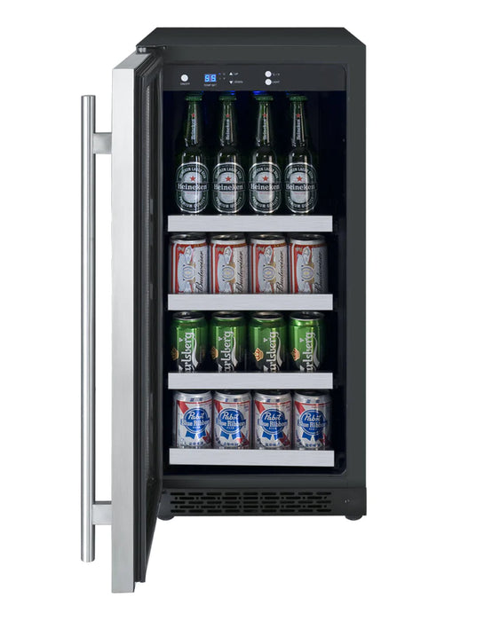 15" Wide FlexCount II Tru-Vino Stainless Steel Left Hinge Beverage Center