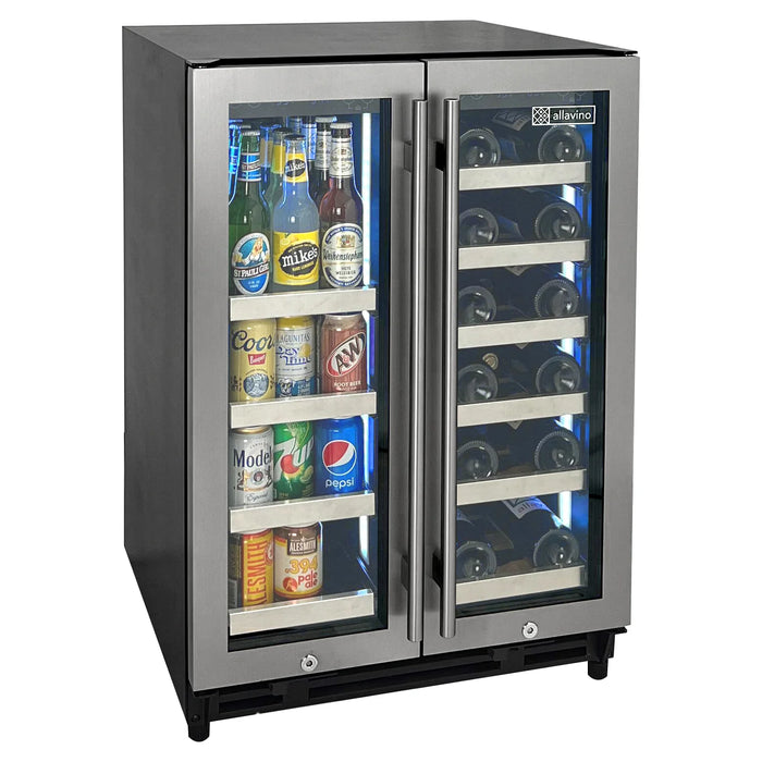 Reserva Series 24" Wide Two Door Stainless Steel Wine Refrigerator/Beverage Center