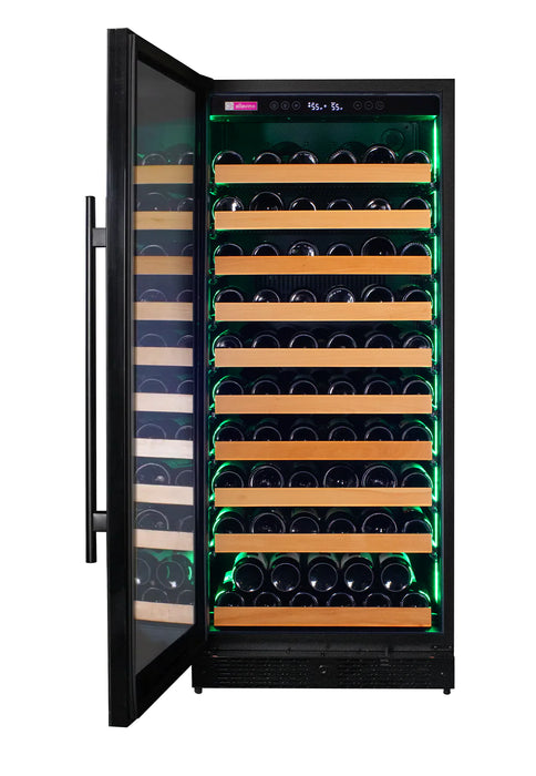 Reserva Series 119 Bottle 55" Tall Single Zone Left Hinge Black Glass Wine Refrigerator