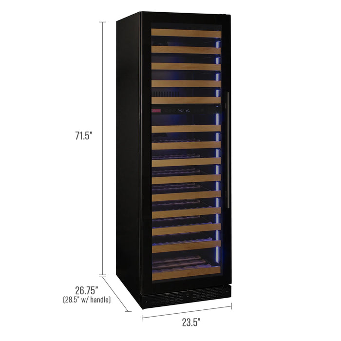 Reserva Series 154 Bottle 71" Tall Dual Zone Left Hinge Black Glass Door Wine Refrigerator