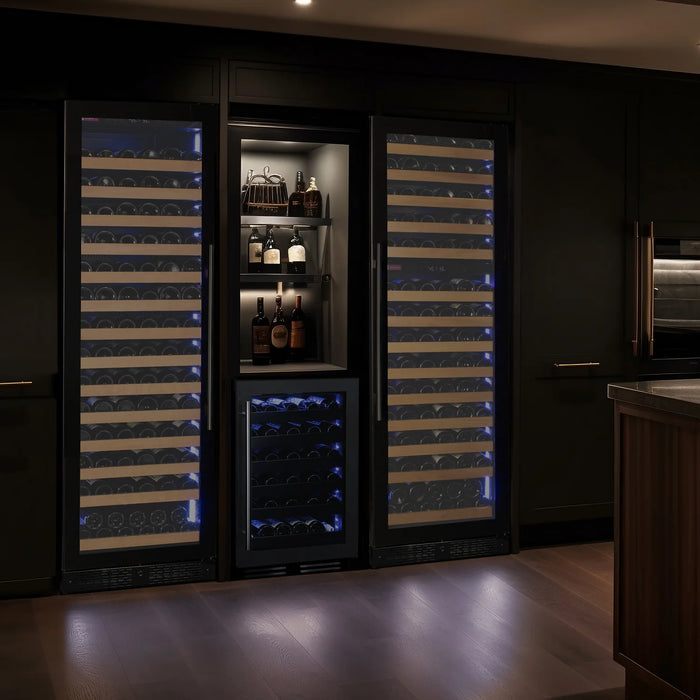 Reserva Series 163 Bottle 71" Tall Single Zone Right Hinge Black Glass Door Wine Refrigerator