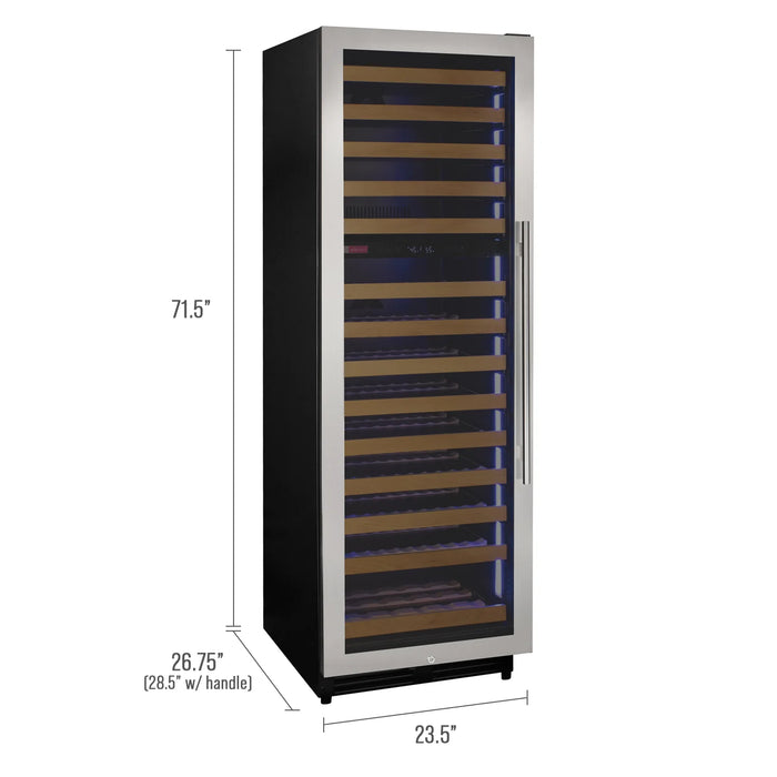 Reserva Series 154 Bottle 71" Tall Dual Zone Left Hinge Stainless Steel Wine Refrigerator