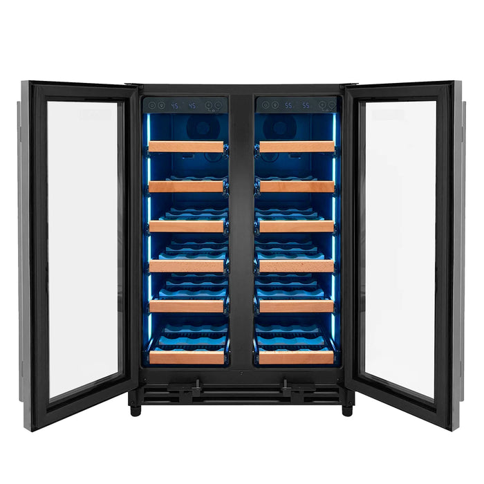 Reserva Series 36 Bottle Dual Zone Wine Refrigerator with Stainless Steel French Doors