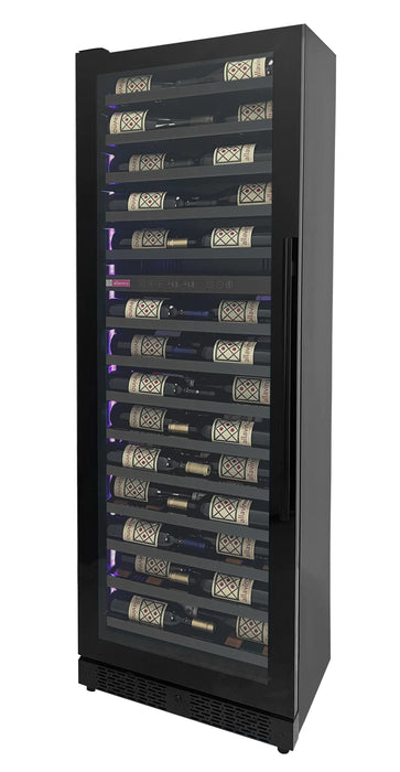 Reserva Series 67 Bottle 71" Tall Dual Zone Left Hinge Black Shallow Wine Refrigerator Console