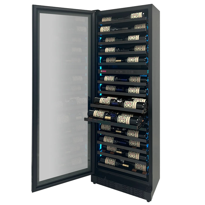 Reserva Series 67 Bottle 71" Tall Dual Zone Left Hinge Black Shallow Wine Refrigerator Console