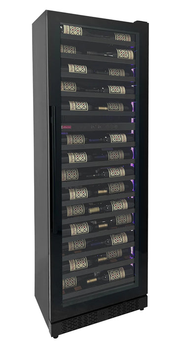 Reserva Series 67 Bottle 71" Tall Dual Zone Right Hinge Black Shallow Wine Refrigerator Console