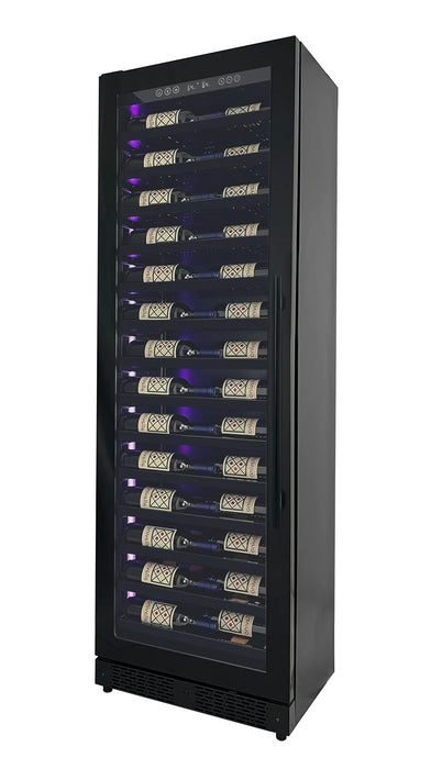 Reserva Series 67 Bottle 71" Tall Single Zone Left Hinge Black Shallow Wine Refrigerator Console