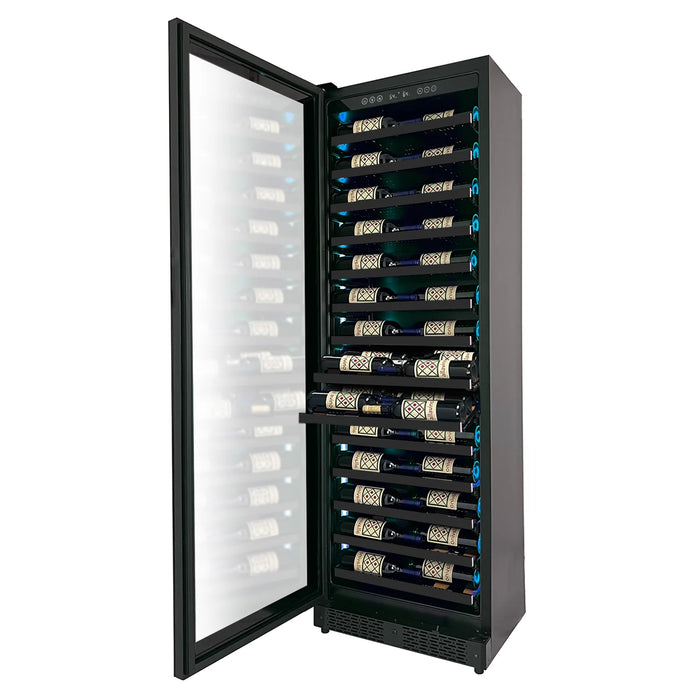 Reserva Series 67 Bottle 71" Tall Single Zone Left Hinge Black Shallow Wine Refrigerator Console