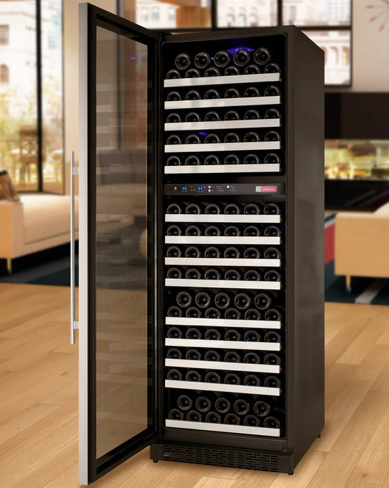 24" Wide FlexCount II Tru-Vino 172 Bottle Dual Zone Stainless Steel Left Hinge Wine Refrigerator