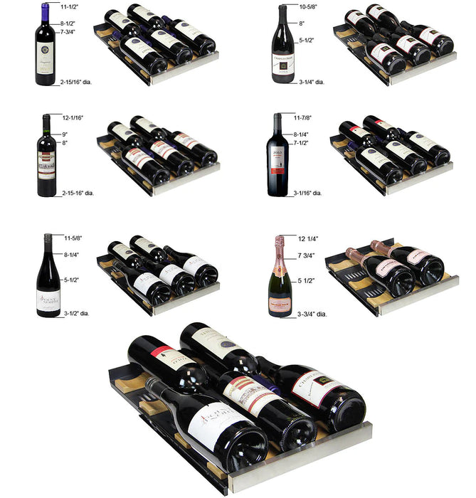 30" Wide FlexCount II Tru-Vino 60 Bottle Four Zone Stainless Steel Side-by-Side Wine Refrigerator