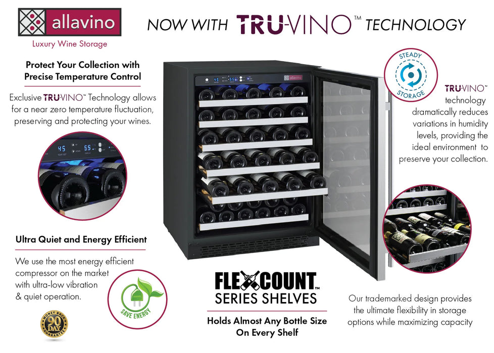 47" Wide FlexCount II Tru-Vino 112 Bottle Dual-Zone Stainless Steel Side-by-Side Wine Refrigerator
