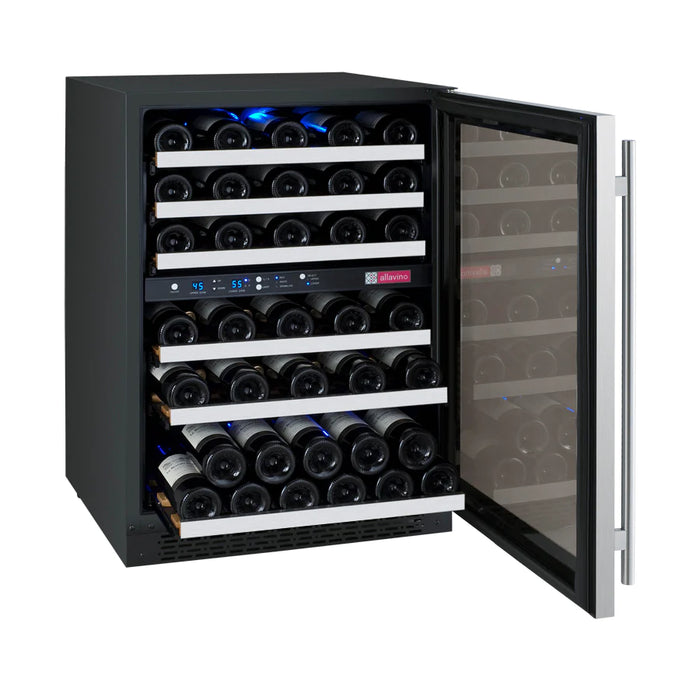 FlexCount Series 56 Bottle Dual Zone Built-In Wine Refrigerator with Stainless Steel Door - Right Hinge