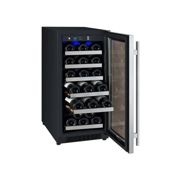 15" Wide FlexCount II Tru-Vino 30 Bottle Single Zone Stainless Steel Right Hinge Wine Refrigerator