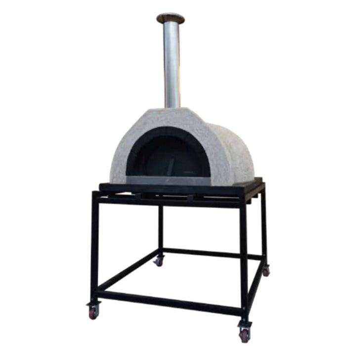 WPPO DIY 55-Inch D x 52-Inch W x 31-Inch H Tuscany Wood Fired Pizza Oven with Stainless Steel Flue & Black Door