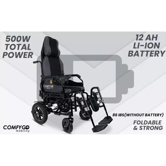 ComfyGO X-9 Remote Controlled Electric Wheelchair with Automatic Recline 17+ miles / 20AH lithium-ion