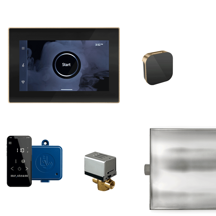 Mr. Steam XButler Steam Shower Control Package with iSteamX Control and Aroma Glass SteamHead in Black Brushed Bronze