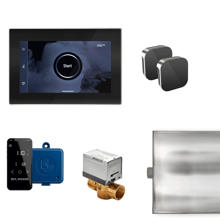 Mr. Steam XButler Max Steam Shower Control Package with iSteamX Control and Aroma Glass SteamHead in Black Polished Nickel