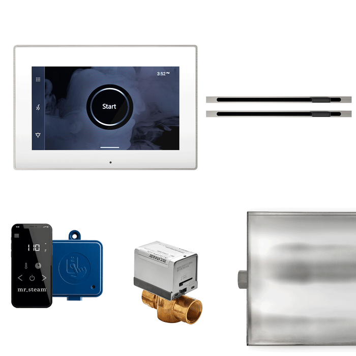 Mr. Steam XButler Max Linear Steam Shower Control Package with iSteamX Control and Linear SteamHead in White Brushed Nickel