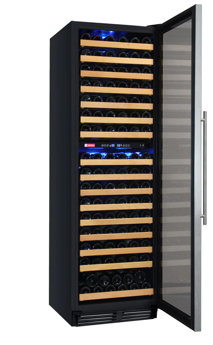 24" Wide FlexCount Classic II Tru-Vino 172 Bottle Dual Zone Stainless Steel Right Hinge Wine Refrigerator