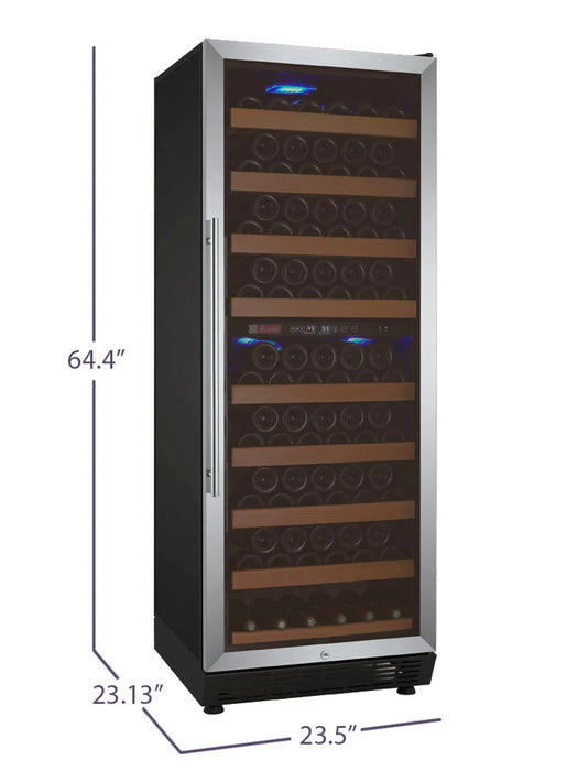 24" Wide Vite II Tru-Vino 99 Bottle Dual Zone Black Right Hinge Wine Refrigerator