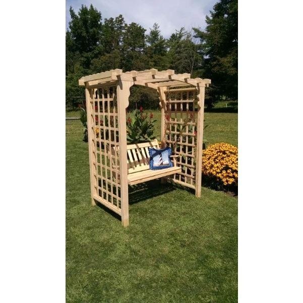 A & L Furniture Amish Handcrafted Pine Cambridge Arbor & Swing 5ft