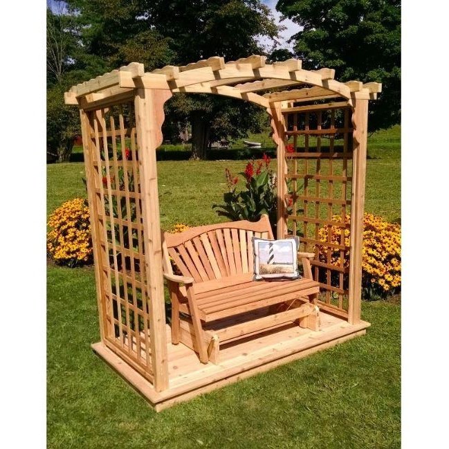 A & L Furniture Amish Handcrafted Pine Cambridge Arbor w/ Glider 6ft