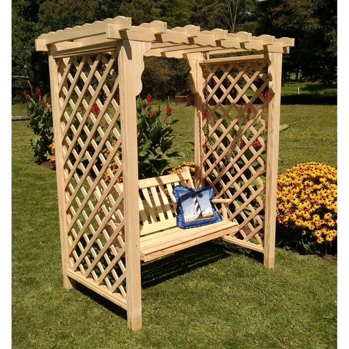 A & L Furniture Amish Handcrafted Pine Covington Arbor & Swing 6ft