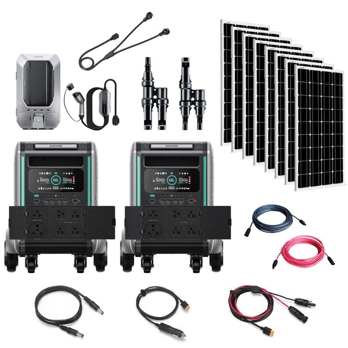 Zendure SuperBase V6400 7200W Portable Power Station Kit With 12 100W Solar Panels