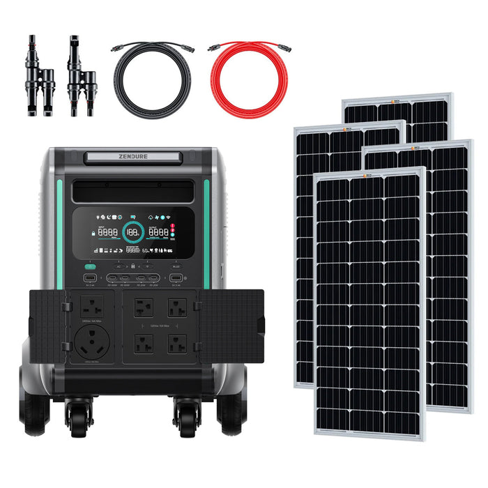 Zendure SuperBase V6400 3,600W Power Station Kit With 4/8 Solar Panels