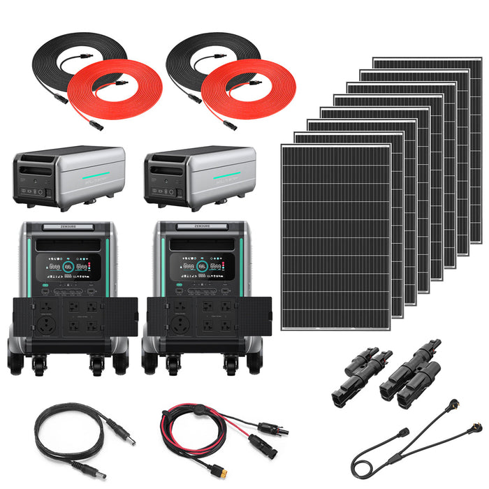 Zendure SuperBase V4600 7200W Power Station Kit With 2 Batteries & 8 Solar Panels