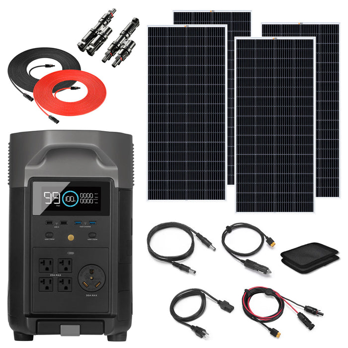 EcoFlow DELTA Pro Solar Power Station Kit 3.6kW With 4/6 Rigid Solar Panels